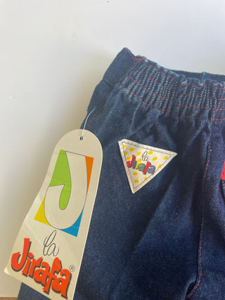 80's jeans with elastic waist and red details - 12 months