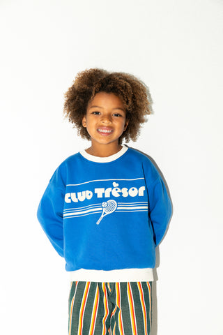 Sweatshirt Club Trésor Tennis bleu roi et crème