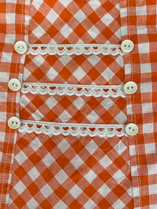 Orange gingham top buttoned in the back - 12 months