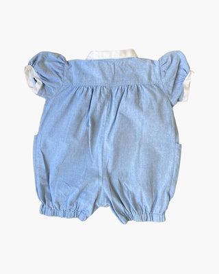 Tiboudou sky blue romper with white collar - 6 months