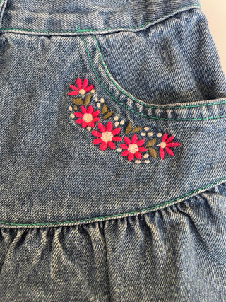 Jupe en jean 90's broderie fleurs - 3 ans