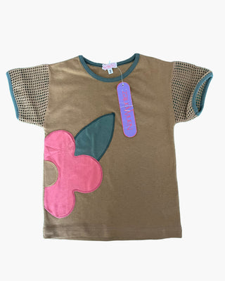 T-shirt oversize broderies Palmiers marron 80’s - 2/3 ans