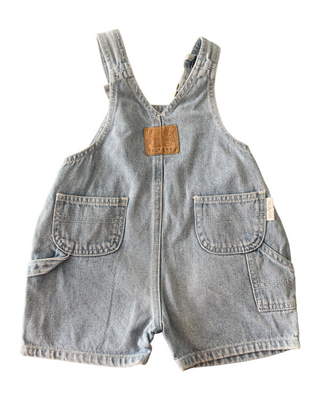 Washed denim short overalls - 18 months